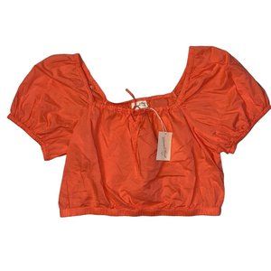 Universal Thread Balloon Sleeve Orange Blouse Square Neck Top Size Large